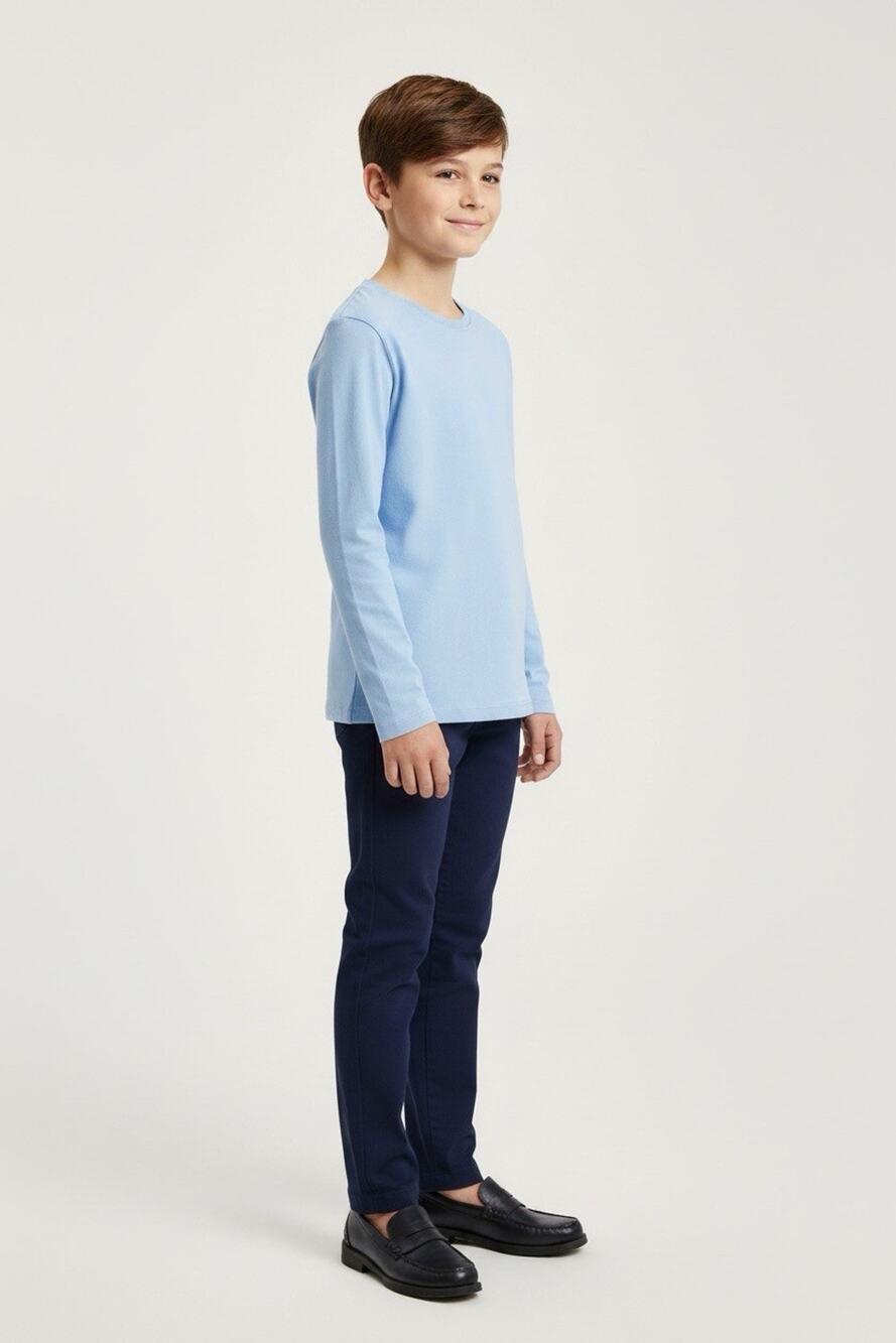 Wonder Nation 2Pack Boys Blue Crew Neck Long Sleeve T-Shirt 10-12 Solid Jersey